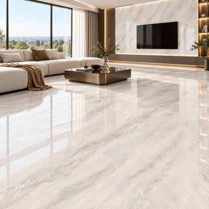 Porcelain Tile 600x1200mm-Ivory Gold Vein Gloss