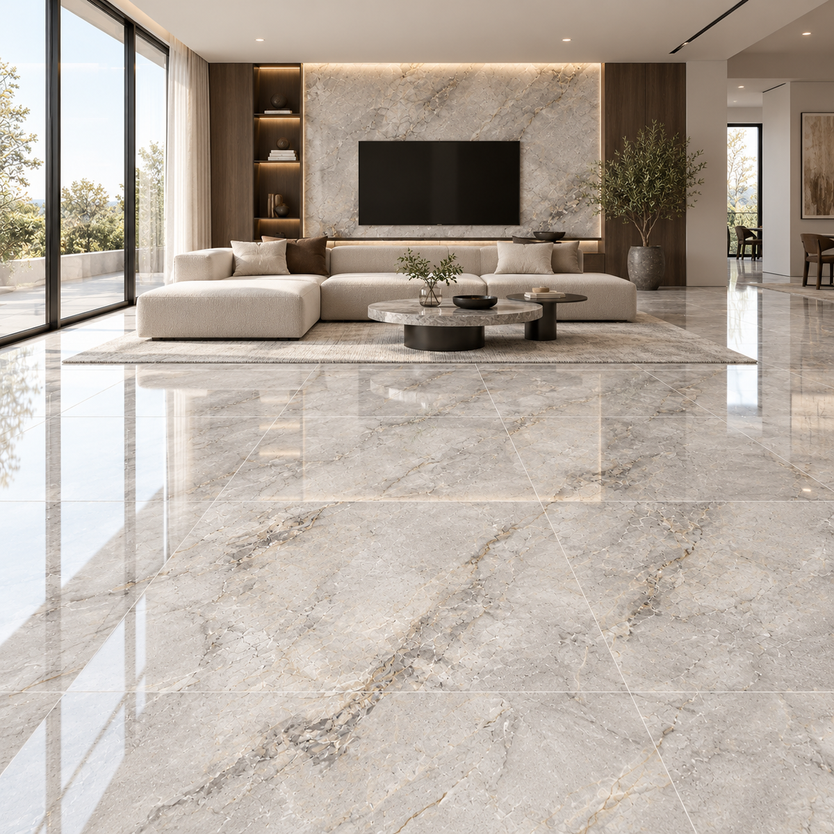 Porcelain Tile 800x800mm-Silver Vein Gloss