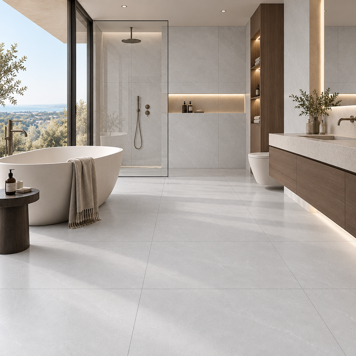 Porcelain Tile 600x1200mm-Silver Cloud Grey Matt