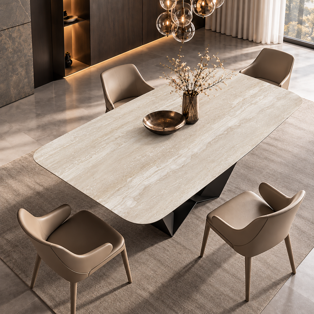 Sintered Stone Travertine Dining Table 2.0x1.0m